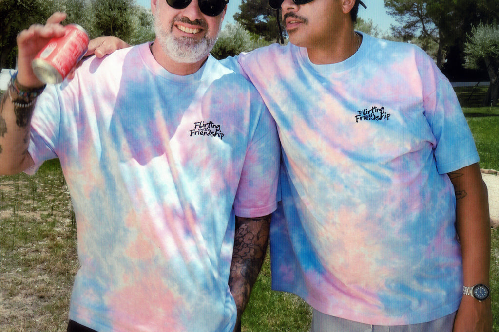 FLIRTING WITH FRIENDSHIP PINK AND BLUE TIE-DYE TEE
