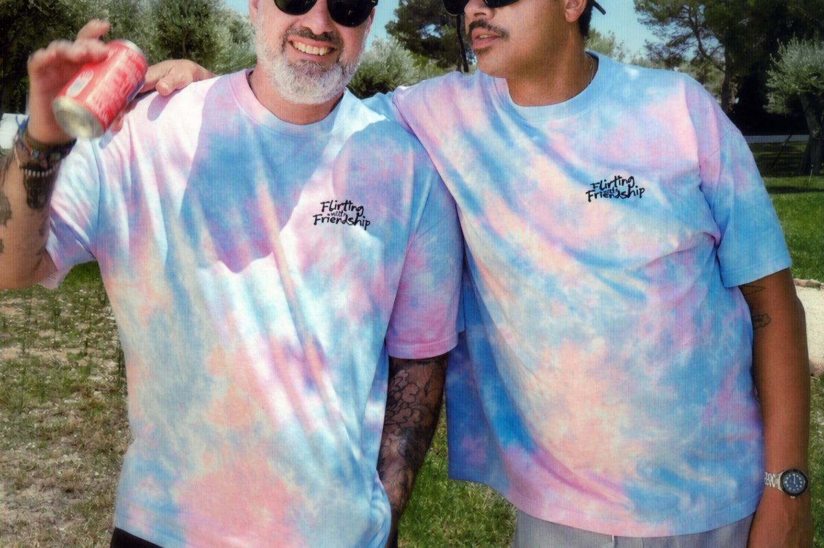 FLIRTING WITH FRIENDSHIP PINK AND BLUE TIE-DYE TEE