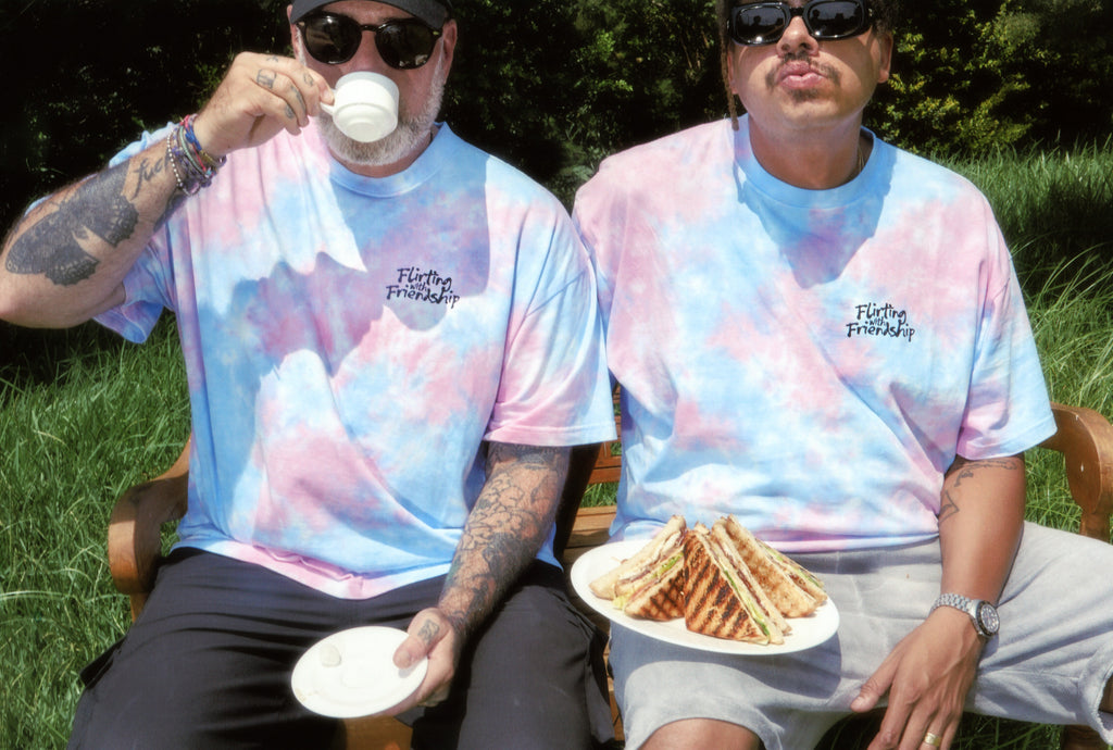 FLIRTING WITH FRIENDSHIP PINK AND BLUE TIE-DYE TEE