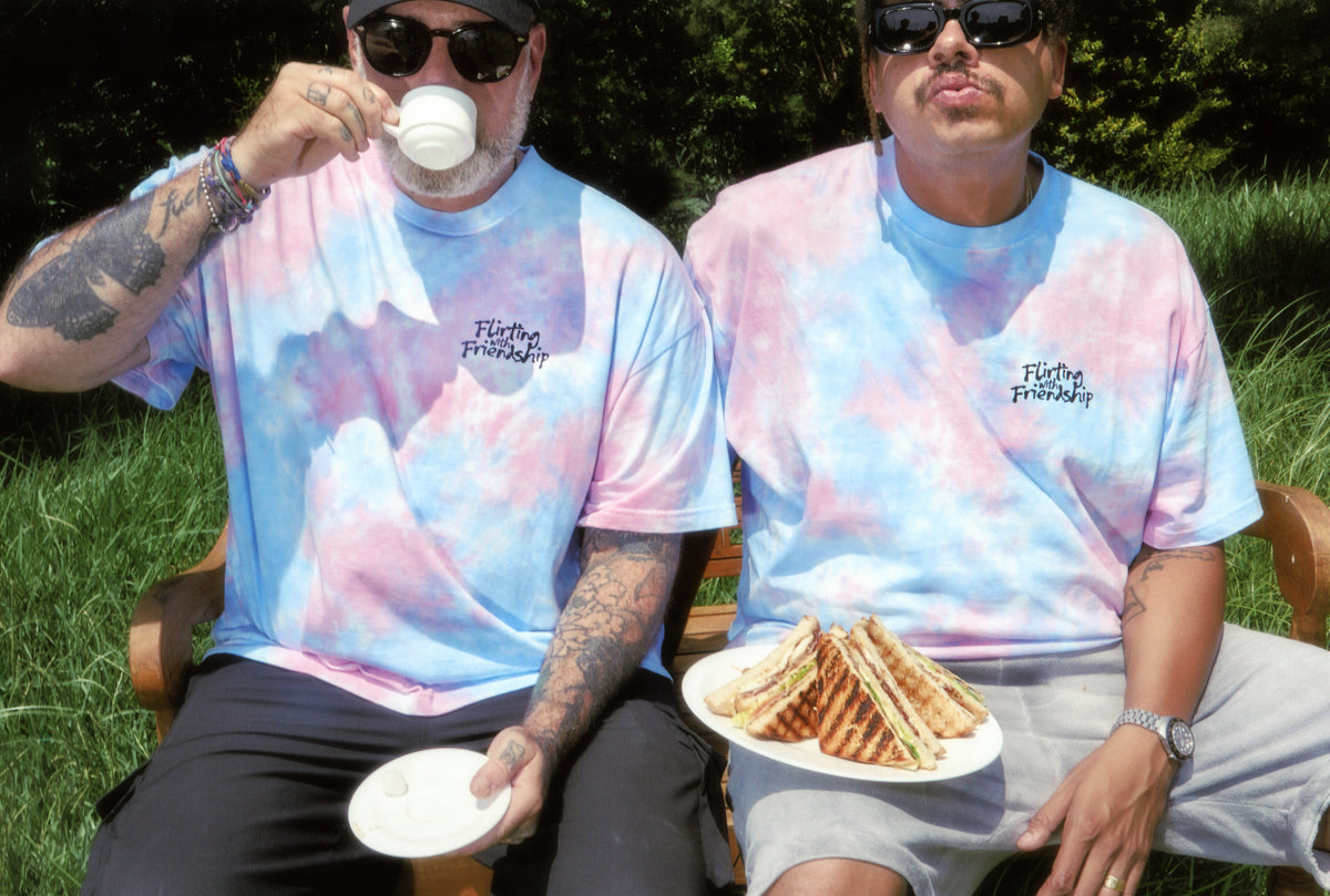 FLIRTING WITH FRIENDSHIP PINK AND BLUE TIE-DYE TEE